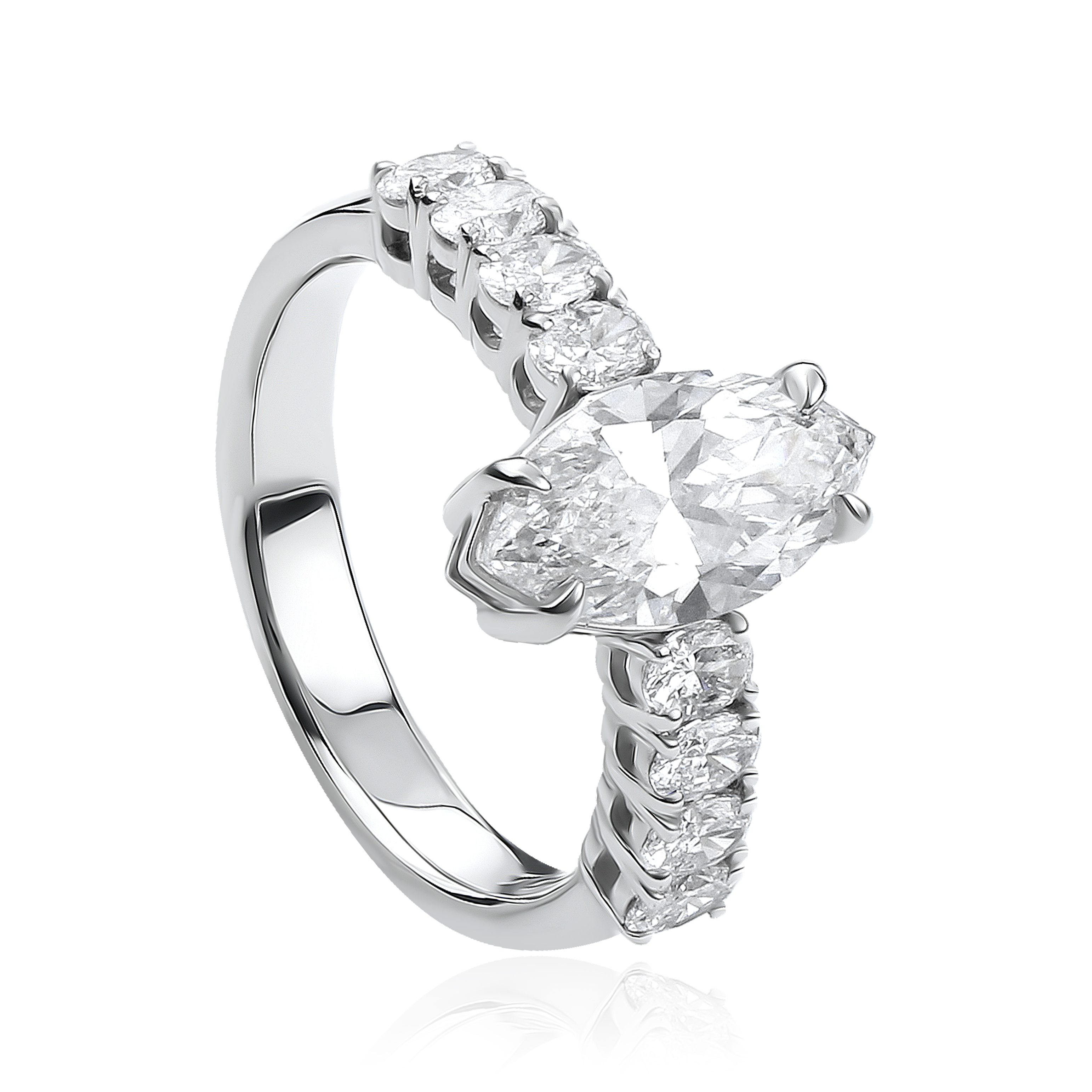 2.77ct Oval Marquise Lab Diamond Ring